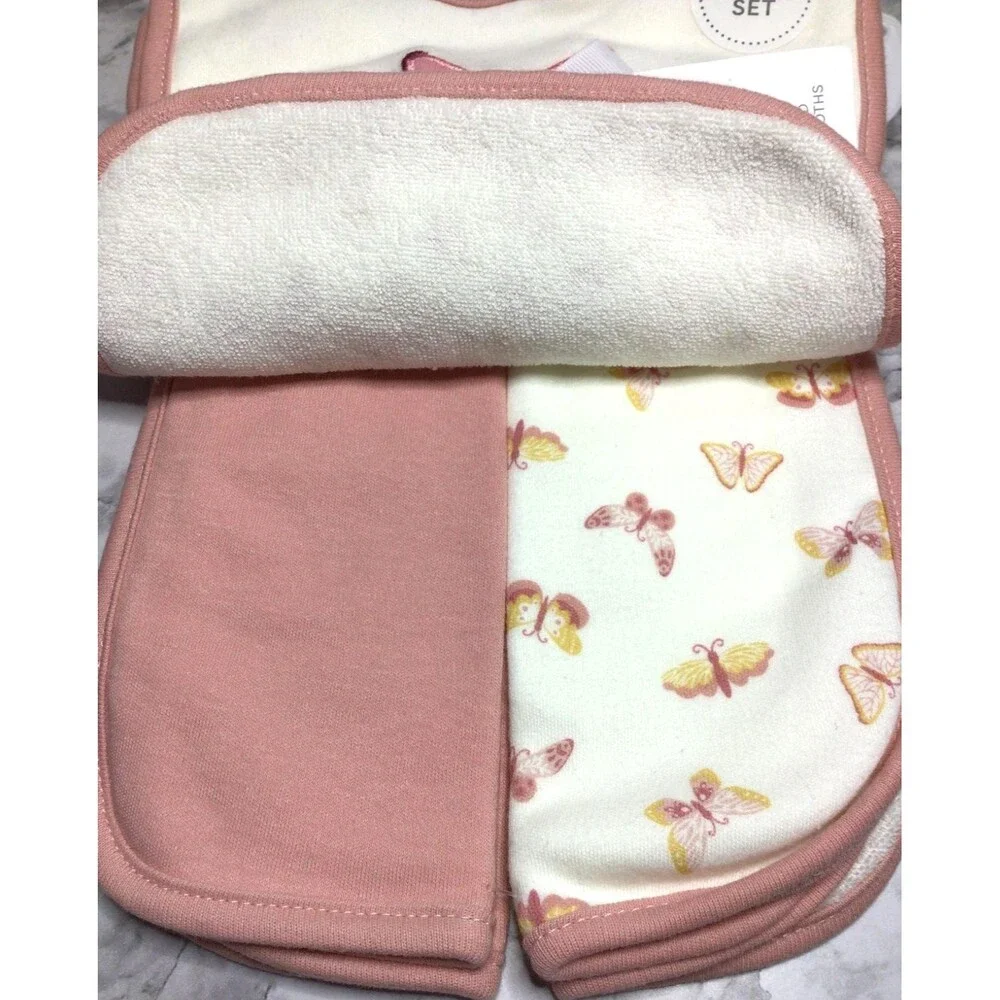 New Baby Gear 5-Piece Set  -Cloths Pink Gingham - Butterflies And Flowers